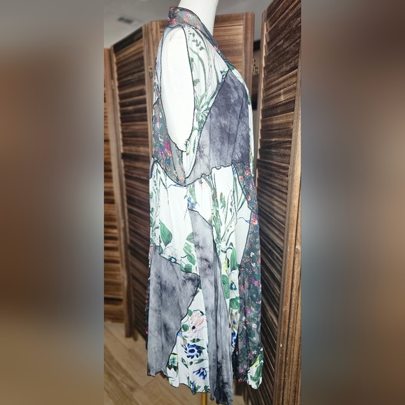 Women’s Boho Patchwork Open Front Long Vest Sleeveless Floral Duster XL Artsy - Picture 4 of 8